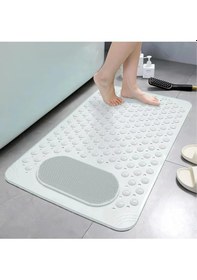 Resim Mainshop Silikon Banyo Paspası Duş Kaydırmazı Vantuzlu Banyo Paspası 36x69,5cm M-162 Beyaz 