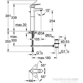 Resim Grohe Europlus Tek Kumandalı Çanak Lavabo Bataryası 32618002 