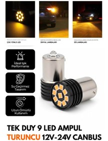 Resim 2Tek Duy 9 Led Ampul Turuncu Geri Vites Led Ampulü 12V-24V Canbus 1156 ba15s p21w' 