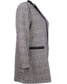 Resim Gala-xi Minimalist Herringbone Desen Midi Uzun Kol Kadın Hırka - Siyah / 44 
