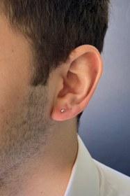 Resim ZÜMRÜT SARRAF 3 Mm Beyaz Küçük Top 14 Ayar Altın Erkek Küpe 