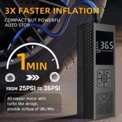 Resim Kablosuz Dijital Ekran Şişirme Pompası Araba, Bisiklet, Motosiklet, Top, Yüzme Halkası için - 150 PSI'ye kadar, Üç Katlı Şişirme Hızı, USB Şarj Edilebilir Lityum Pil, Taşınabilir Otomatik Durma ve Deflate Valfi, Şişirilebilir Aksesuarlar, Bisiklet Pompası, Ergonomik Tasarım, Dayanıklı İnşaat 
