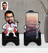 Resim Bk Gift Kişiye Özel Elvis Presley Karikatürlü Ahşap Biblo Telefon Standı-1 