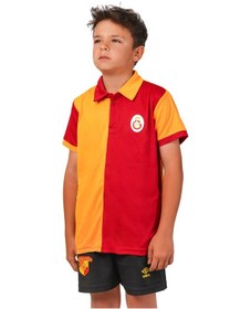 Resim Galatasaray Lisanslı 5 Yıldız Polo Yaka Çocuk Forma T-shirt Sarı - Kırmızı 