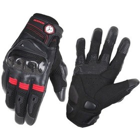 Resim Scoyco Mc57w Carbon Dokunmatik Yazlık Kadın Motosiklet Eldiveni 65508 Kırmızı Siyah 