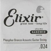 Resim Elixir 14124 Nanoweb Phosphor Bronze Tek Akustik Gitar Teli (24) 