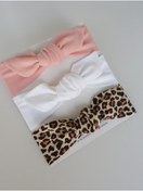 Resim swan butik Kız Bebek Çocuk Bandana Toka Seti 3'lü Leopar, Kırmızı, Pudra Pembe 