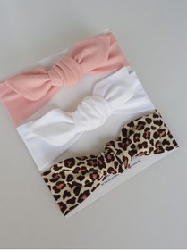 Resim swan butik Kız Bebek Çocuk Bandana Toka Seti 3'lü Leopar, Kırmızı, Pudra Pembe 