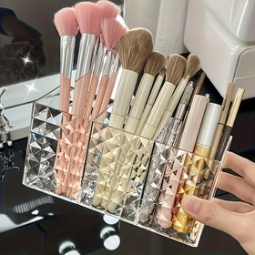 Resim 3 Katlı Akrilik Makyaj Fırçası Düzenleyici - Montaj Gerektirmez, Taşınabilir Kozmetik Depolama Rafı, Ruj, Göz Farı ve Kaş Kalemleri İçin, Dayanıklı Plastik Tezgah Gösteri Standı, Kadınlar İçin İdeal Hediye, Makyaj Vani Masası, Şık Tasarım, Sağlam Yapı, Manyetik Makyaj Araçları Tutucu, Makyaj Masası, Büyük Makyaj Düzenleyici, Mini Makyaj Düzenleyici, Şık Stand, Yüksek Kaliteli Malzeme, Kozmetik Tutkunları 
