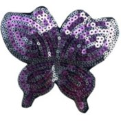 Resim e tuhafiye Lila Gümüş Pullu Kelebek Arma 12*10 Cm 