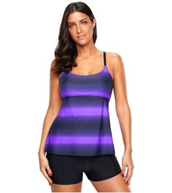 Resim Reedark Büyük Beden Tankini Mayo - Mor Degrade Desenli, Dayanıklı Malzeme, Outdoor Aktivite İçin Erkek Bayan Diğer 