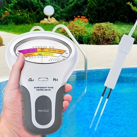 Resim 2-in-1 Klor ve PH Ölçer Yüzme Havuzu Test Cihazı, CL2 Seviye Ölçer Su Spa Kalite Analizi İzleme Cihazı, El Tipi Taşınabilir, Havuz Su Kalite Testi için 
