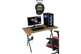 Resim Hey Modüler Mobilya Heygaming Profesyonel Oyuncu Masa Ceviz Siyah Bilgisayar Çalışma Masası 120 Cm 