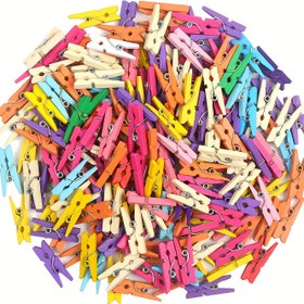 Resim 100 adet renkli ahşap mini çamaşır mandalı, 1 inç (2.5 cm), çok renkli dekoratif, yeniden kullanılabilir ve yer tasarruflu - fotoğraflar, el işleri & DIY projeleri, ev & mutfak dekorasyonu için uygun, Sevgililer Günü fotoğraf klipsi 