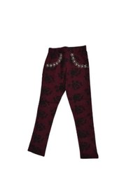 Resim Timi Kids Kız Çocuk Tayt Kışlık Kalın Dokuma Kumaş Cebi Boncuklu Bordo 8-9 Bordo 