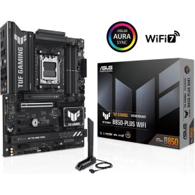 Resim Asus Tuf Gamıng B850-PLUS Wıfı Amd B850 Am5 Ddr5 8000 Dp HDMI 3x M2 Usb3.2 Gen 2x2 Wifi 7 + Bt Aura Rgb 2.5gbit Lan Atx 