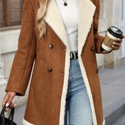 Resim Kadınların Zarif Uzun Kollu Mont - Şık Kahverengi Çift Düğmeli Ceket, Kabarık Astar, Düğmeli Ön, ve Kapak Cebi Sonbahar/Kış İçin, Şık Dış Giyim | Şık Uzun Kollu | Düğmeli Ceket, Kadınların Dış Giyim, Zarif Zarafet, Kaliteli Dikiş, Şık Bayanlar, Ofis Bayanlar, Çalışan Profesyoneller 