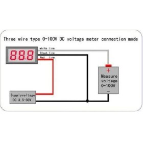 Resim Koodmax 0.56'' 0-100V 3 Kablolu Dc Yeşil Voltmetre 