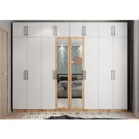 Resim Hugo 8 Kapaklı Dolap Gardırop Çam Beyaz 