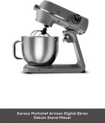 Resim Karaca Multichef Artisan Digital Ekran 7 Litre Döküm Stand Mikser Antrasit 1800w 