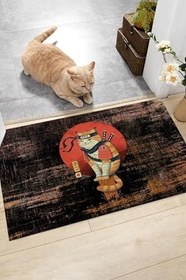 Resim Monnhein Ninja Kedi Kapı Önü Paspası Dekoratif Kapı Paspası Dış Mekan Paspas Ev Içi Paspası 45x70cm 