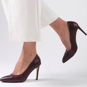 Resim Mio Gusto Elora Hakiki Deri Bordo Stiletto 