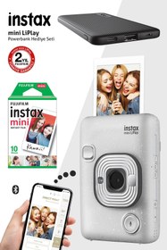 Resim Fujifilm Instax Mini Liplay Hybrid Stone White Fotoğraf Makinesi 