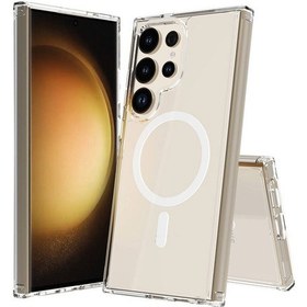 Resim Ariatech Galaxy S24 Ultra Uyumlu Magsafe Şarj Özellikli Şeffaf Sert Pc Em Renksiz 