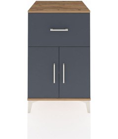 Resim Kronos Komodin Tek Raflı Tek Çekmeceli 2 Kapaklı 60x59x96 Çam-antrasit Atlas Çam 