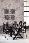 Resim MOBETTO Home Maxima Mermer Desenli / Venüs Sandalye Mutfak Masa Takımı - Siyah 
