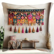 Resim 1 adet Bohem Tassel Duvar Asılı Dekor, Polyester Dokuma Fermuar Kapanışı, Renkli Yastık Kılıfı, Ev/Ofis için Modern Tarz - A25322D-1579-W, Ev Aksesuarı | Canlı Duvar Dekoru | Dokulu Kumaş, Boho Şık Dekor 