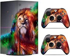 Resim NOWSKINS The King of The Jungle Lion Xbox Series X Skin Wrap, Konsol için Premium 3M Xbox Series X Kaplamaları, Xbox Series X için Özel Vinil Kapak Kaplamaları Sarar Özel Xbox Denetleyici Kaplamaları 