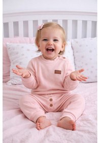 Resim Babyhola Kız Erkek Bebek Çocuk Takım Pamuk Düğmeli Alt Üst Takım 23631 Pembe 