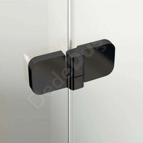 Resim Duvar Arası 2 Sabit, 2 Açılır Pirinç Menteşeli Siyah Duşakabin - 130-139cm / Siyah çizgili / Menteşeli 