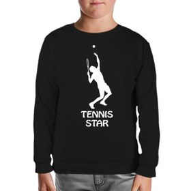 Resim Tenis Star Siyah Çocuk Sweatshirt 