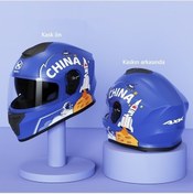 Resim Qk601 Çocuk Kaskı Tam Yüz Kaskı Astronot Desen Mavi Mavi 