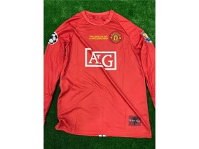 Resim Manchester United 2008 Sezonu Nostalji Cristiano Ronaldo Uzun Kol Kırmızı Renk Forma 