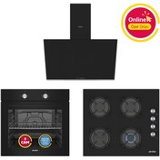 Resim Simfer 4 Fonksiyon Trend Siyah Cam 3'lü Ankastre Set (8252 Fırın - 3046 Ocak - 8727 Davlumbaz) 