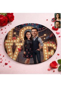 Resim Bk Gift Kişiye Özel Sevgili Karikatürlü Yuvarlak Puzzle 20x20cm -8, Sevgililer Günü Hediyesi, Sevgiliye Hediye Kobitmeyencom36161 Bk Gift 