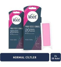 Resim Veet Professional Yüz Bölgesi Ağda Bandı Normal Ciltler İçin 20'li X 2 Nemlendirici Shea Yağı 