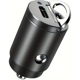 Resim Honeybeeshop 1 Adet Siyah Araba Sarj Cihazi 60w Type-c Hizli Sarj Ultra-mini Metal Hizli Sarj Adaptoru Pd3.0 Cift Portlu 
