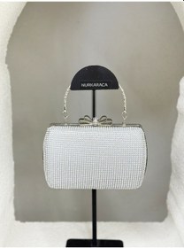 Resim Nurkaraca 25y4431 Fiyonk Detaylı Sıra Taşlı Kasalı Abiye Çanta Kadın 18x12cm 