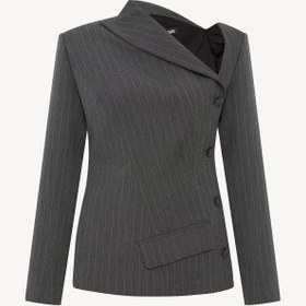 Resim PINSTRIPE ASYMMETRIC BLAZER - XL / Çizgili 
