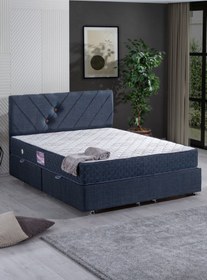 Resim Setay Lux Class Çift Kişilik Yandan Açılır Baza Başlık Deluxe Yatak Seti, Lacivert 