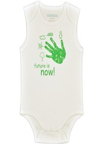 Resim POPİQUE Organics Future Is Now Kolsuz Beyaz - Yeşil Organik Body 
