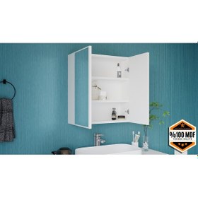 Resim Lale 2 Kapaklı Aynalı Banyo Dolabı Mdf Beyaz 