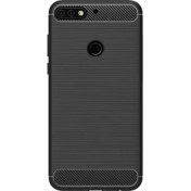 Resim Microcase Huawei Y7 Pro 2018 Dual Sim Brushed Carbon Fiber Silikon Kılıf - Siyah 