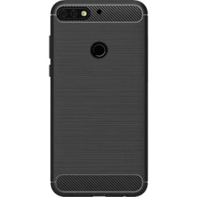 Resim Microcase Huawei Y7 Pro 2018 Dual Sim Brushed Carbon Fiber Silikon Kılıf - Siyah 
