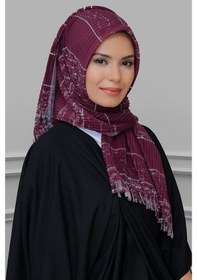 Resim Hürrem Bone Bordo Pratik Hazır Geçmeli Tesettür Eşarp Kesik Elyaf Piliseli Çi (545491637) Bordo 