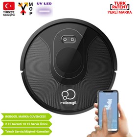 Resim Robogil Luna-200UV Ultraviyole Ledli Türkçe Konuşan Lazer Navigasyonlu Robot Süpürge 